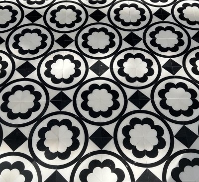 Gạch mosaic thủy lực đá cẩm thạch đen trắng