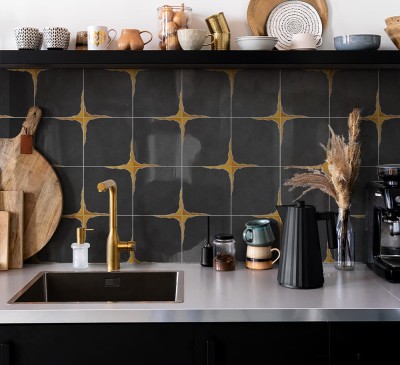 Gạch mosaicbằng đá cẩm thạch đen ngọc bích với thép không gỉ 304