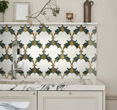 Gạch mosaic tia nước đá cẩm thạch cánh bướm