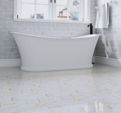 Gạch mosaic đá cẩm thạch phun nước Carrara màu trắng với thép không gỉ 304