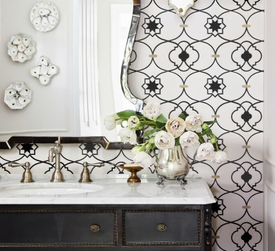 Gạch mosaic đen và đá cẩm thạch Sivec với thép không gỉ 304