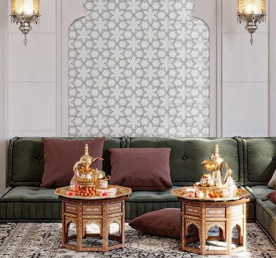 Gạch khảm tia nước hình lục giác và hoa sáu cánh